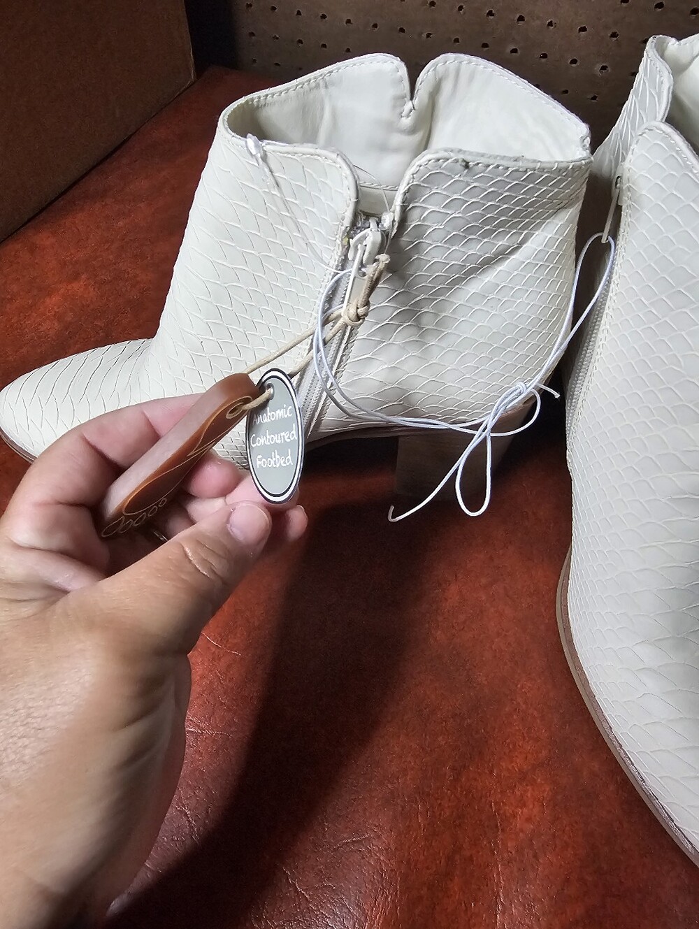 MIA Women's Ivory Textured Ankle Booties - Picture 2 of 11